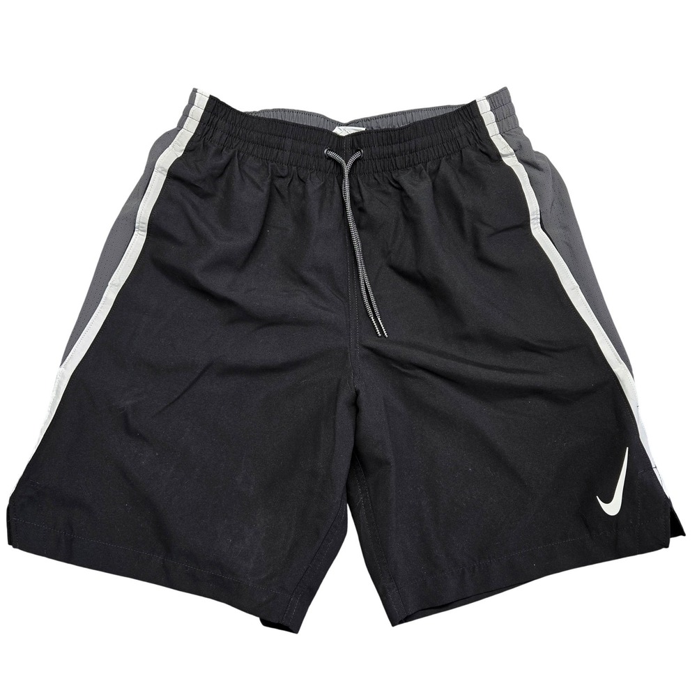 Nike Swim‎ Shorts Mens Small Black Colorblock Mesh Lined Drawstring NESSC602